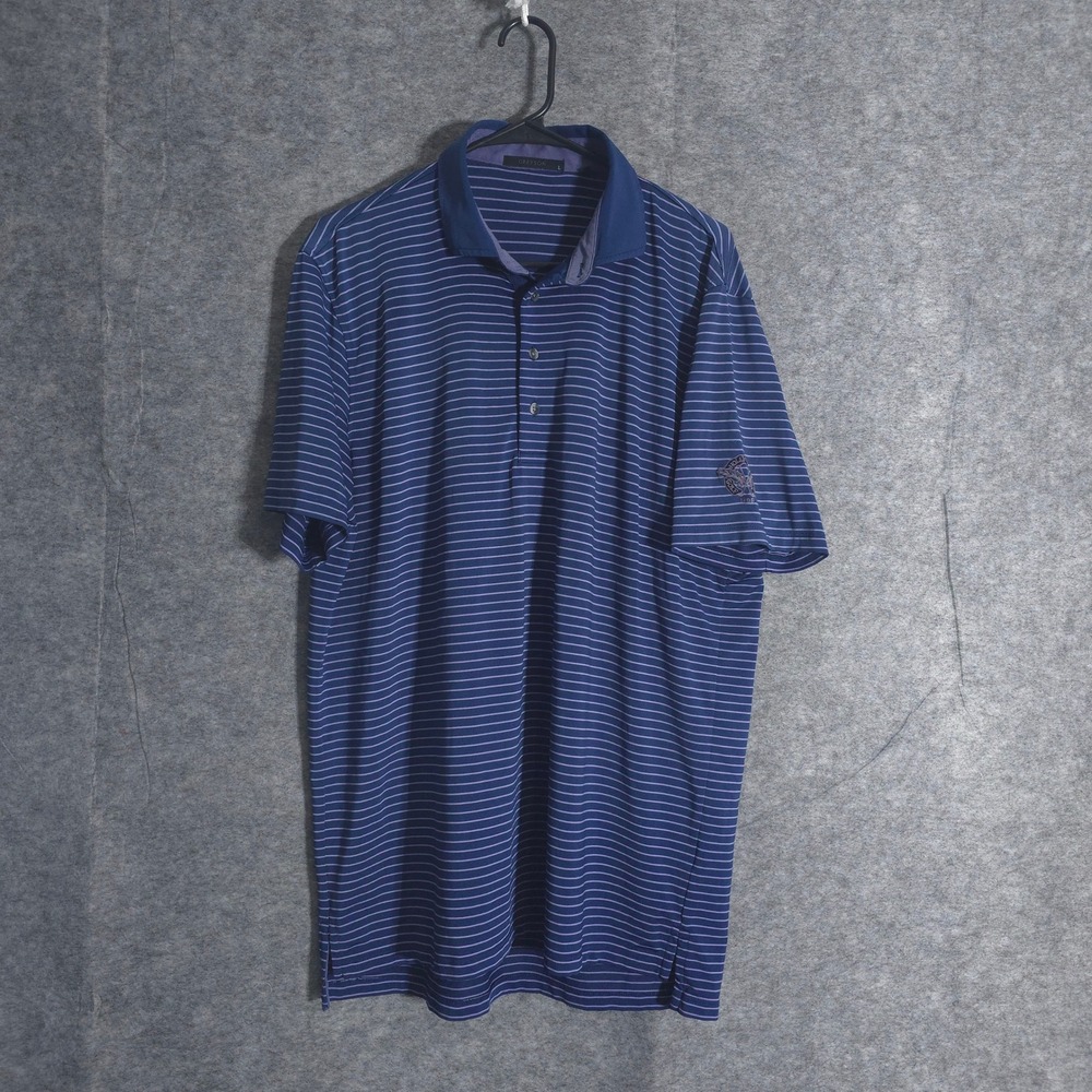 Greyson Striped Golf Polo Shirt Men's Blue Performances‎ Sports Sz Large Club